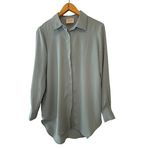 Elie Tahari Sage Green Tunic Blouse Long Sleeve Fall Winter Spring Size Small - Picture 1 of 10